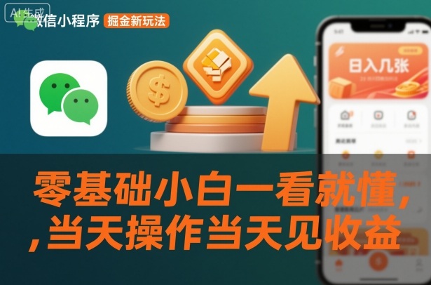 微信小程序掘金新玩法，日入几张，零基础小白一看就懂，当天操作当天见收益【揭秘】-情久项目网