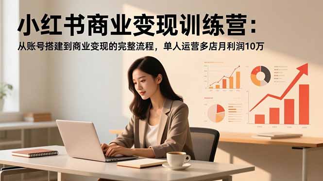 小红书商业变现训练营：从账号搭建到商业变现的完整流程，单人运营多店月利润10万-情久项目网