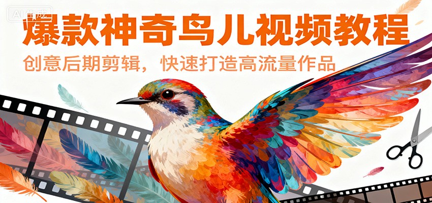 爆款神奇鸟儿视频教程，创意后期剪辑，快速打造高流量作品-情久项目网