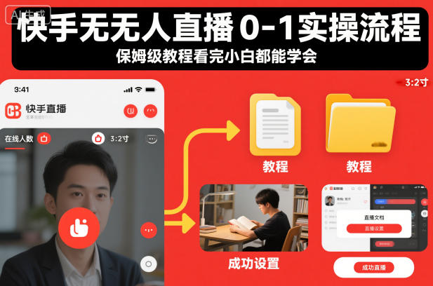 快手无人直播0-1实操流程，保姆级教程看完小白都能学会-情久项目网