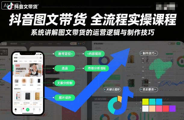 抖音图文带货全流程实操课程，系统讲解图文带货的运营逻辑与制作技巧-情久项目网