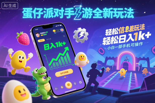 蛋仔派对手游全新玩法，轻松日入1k+，风口信息差玩法，当天见收益，小白一部手机可操作-情久项目网