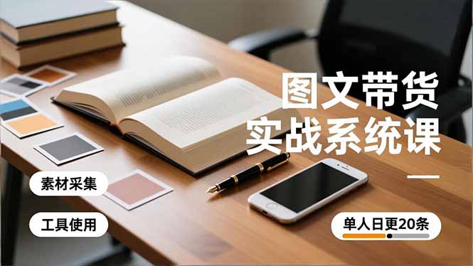 图文带货实战系统课，工具使用、素材采集、防同质化，单人日更20条月入3w+-情久项目网