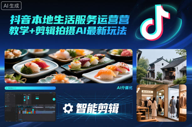 抖音本地生活服务运营教学+剪辑拍摄AI最新玩法-情久项目网