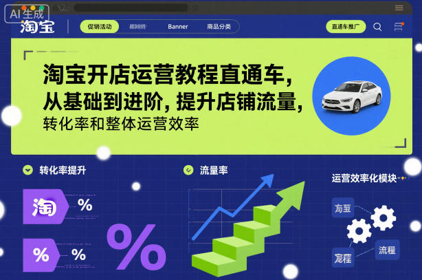 淘宝开店运营教程直通车，从基础到进阶，提升店铺流量，转化率和整体运营效率(更新11月)-情久项目网