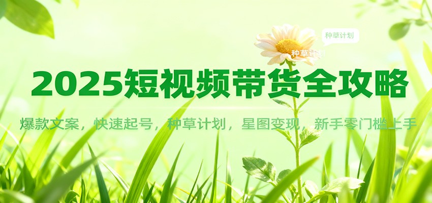 2025短视频带货全攻略：爆款文案，快速起号，种草计划，星图变现，新手零门槛上手-情久项目网