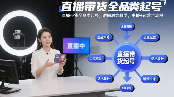 直播带货全品类起号，逻辑思维教学，主播+运营全流程-情久项目网