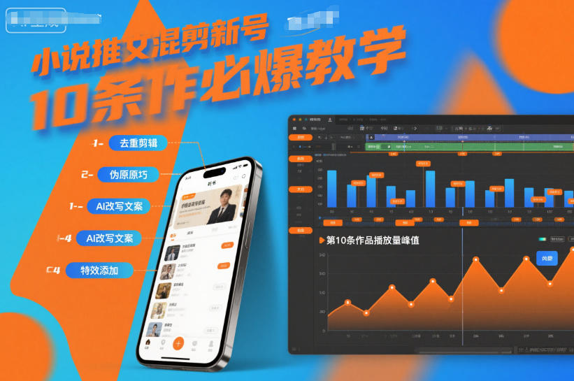 小说推文混剪新号10条必爆教学，伪原创10条作品必爆技巧-情久项目网