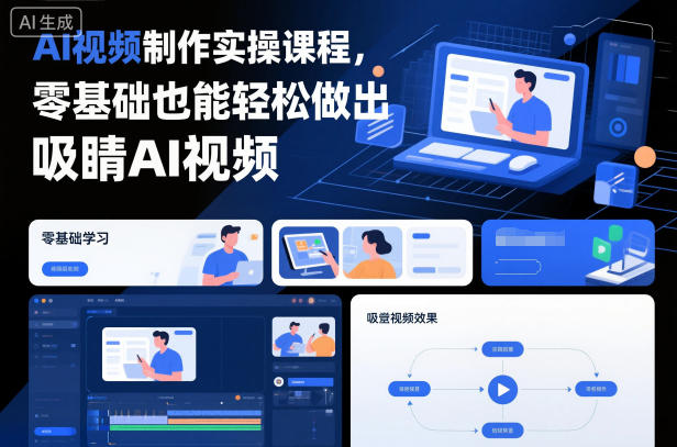 AI视频制作实操课程，零基础也能轻松做出吸睛AI视频-情久项目网