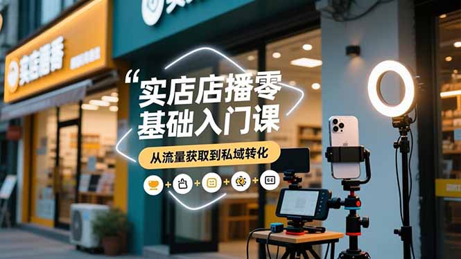 实体店播零基础入门课，实体店+短视频+直播+微信生态+私域社群，从流量获取到私域转化-情久项目网