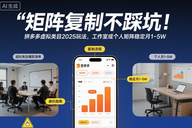 矩阵复制不踩坑！拼多多虚拟类目2025玩法，工作室或者个人矩阵稳定月1-5W【揭秘】-情久项目网