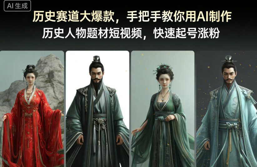 历史赛道大爆款，手把手教你用AI制作历史人物题材短视频，快速起号涨粉-情久项目网
