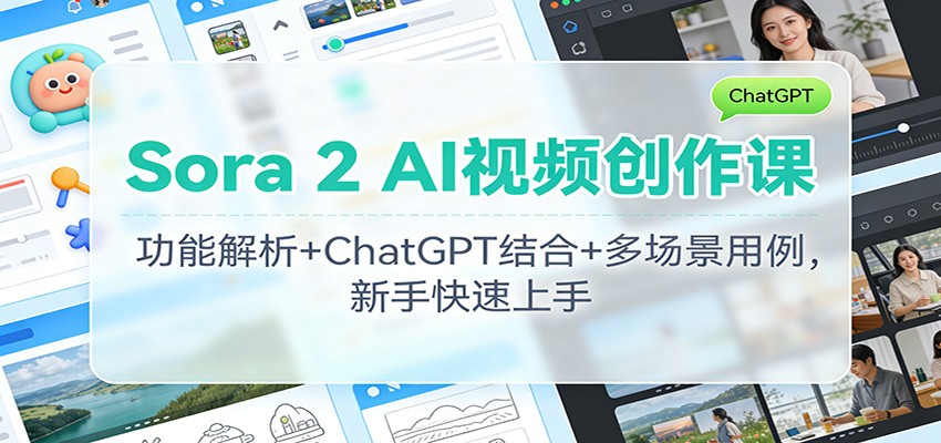 Sora 2 AI视频创作课：功能解析+ChatGPT结合+多场景用例，新手快速上手-情久项目网