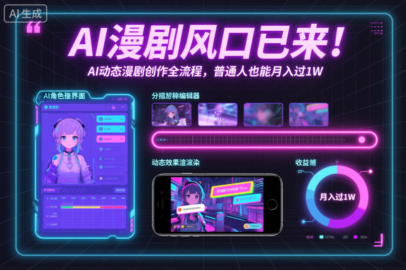 AI漫剧风口已来！AI动态漫剧创作全流程，普通人也能月入过1W-情久项目网