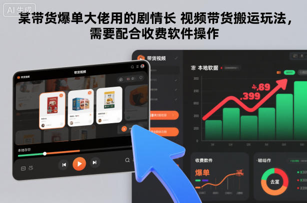 某带货爆单大佬用的剧情长视频带货搬运玩法，需要配合收费软件操作-情久项目网