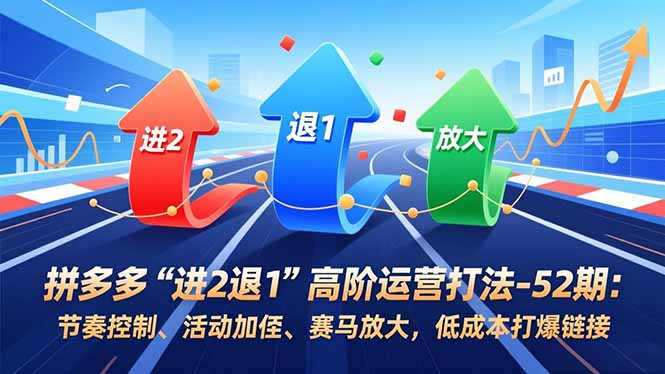 拼多多“进2退1”高阶运营打法-52期：节奏控制、活动加权、赛马放大，低成本打爆链接-情久项目网