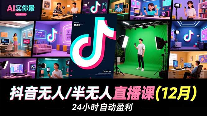 抖音无人/半无人直播课(12月-情久项目网