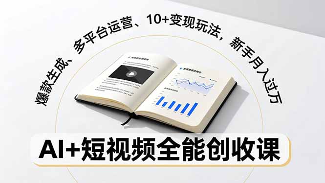 AI+短视频全能创收课，爆款生成、多平台运营、10+变现玩法，新手月入过万-情久项目网