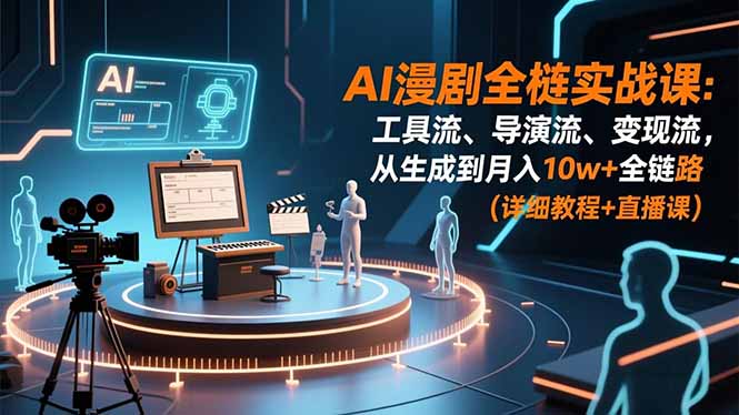 AI漫剧全栈实战课：工具流、导演流、变现流，从生成到月入10w+全链路 (详细教程+直播课-情久项目网
