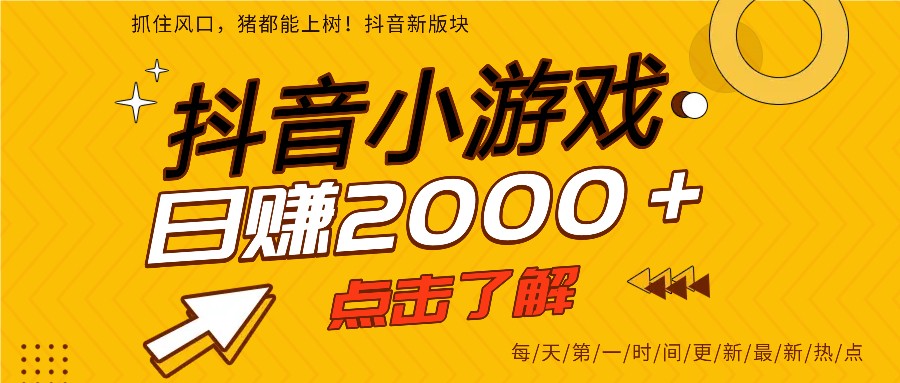 5年爆火的抖音小游戏项目，一部手机日入2000+-情久项目网