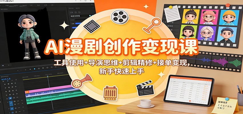 AI漫剧创作变现课：工具使用+导演思维+剪辑精修+接单变现，新手快速上手-情久项目网