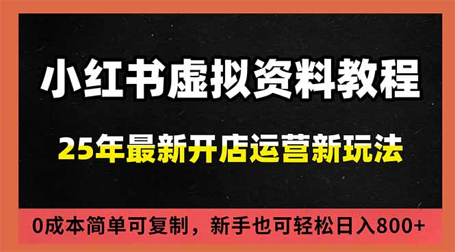 小红书虚拟资料项目：最新搜索流变现玩法，0成本简单可复制，一人多店打法，新手日入800+-情久项目网