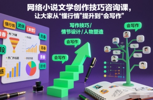 网络小说文学创作技巧咨询课，让大家从“懂行情”提升到”会写作”的高度-情久项目网