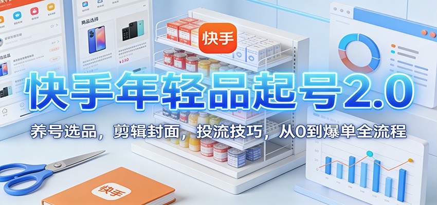 快手年轻品起号2.0：养号选品，剪辑封面，投流技巧，从0到爆单全流程-情久项目网