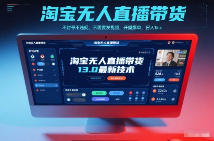 淘宝无人直播带货13.0最新技术，不封号不违规，不需要发视频，开播爆单，日入1k+【揭秘】-情久项目网
