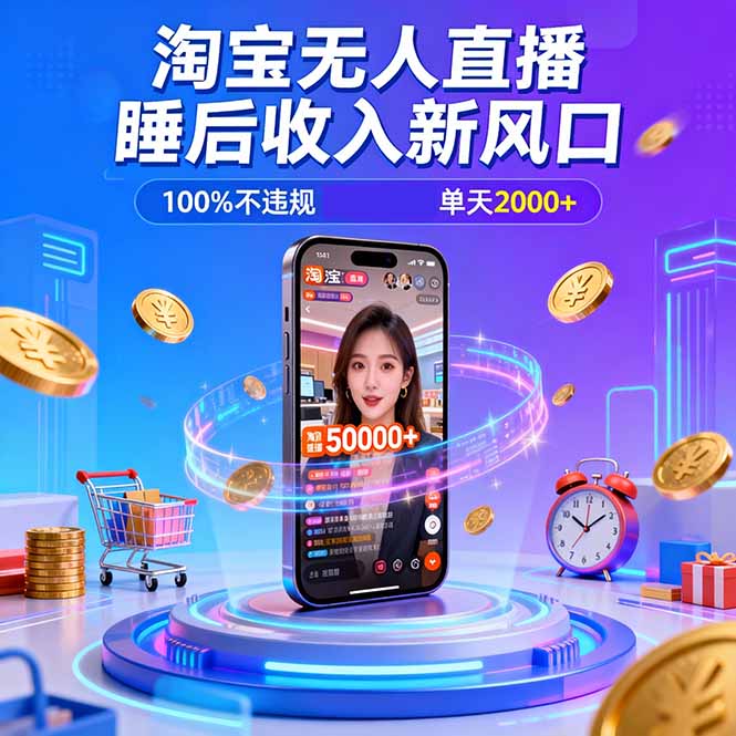 淘宝无人直播，不违规不封号，直播100小时卖了5万，年底旺季！-情久项目网