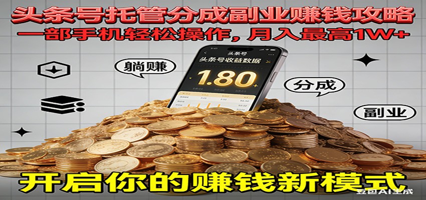 全程托管今日头条，一部手机就可以开干，最高躺赚1W+-情久项目网