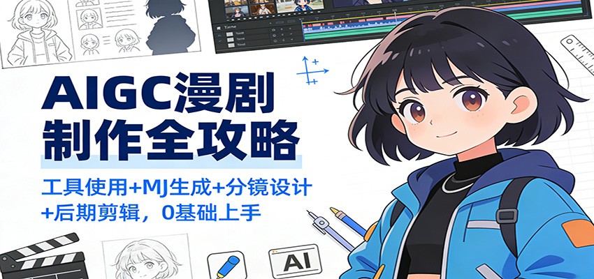 AIGC漫剧制作全攻略：工具使用+MJ生成+分镜设计+后期剪辑，0基础上手-情久项目网