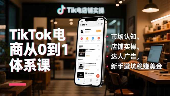 TikTok电商从0到1体系课，市场认知、店铺实操、达人广告，新手避坑稳赚美金-情久项目网