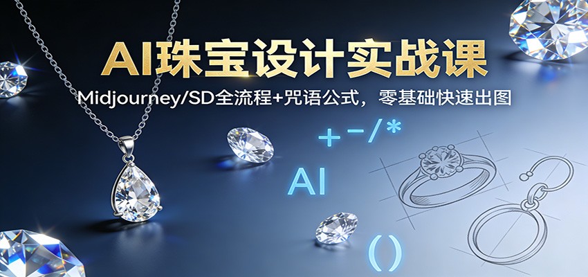 AI珠宝设计实战课：Midjourney/SD全流程+咒语公式，零基础快速出图-情久项目网