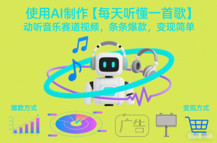 使用AI制作【每天听懂一首歌】动听音乐赛道视频，条条爆款，变现简单-情久项目网