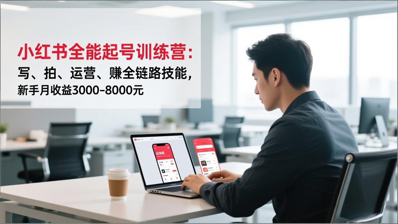 小红书全能起号训练营：写、拍、运营、赚全链路技能，新手月收益3000-8000元-情久项目网