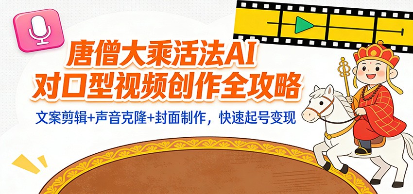 “大乘活法”AI对口型视频创作全攻略：文案剪辑+声音克隆+封面制作，快速起号变现-情久项目网