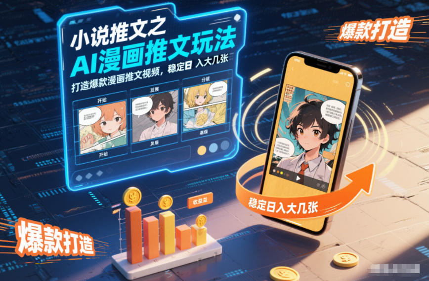小说推文之AI漫画推文玩法，打造爆款漫画推文视频，稳定日入大几张-情久项目网