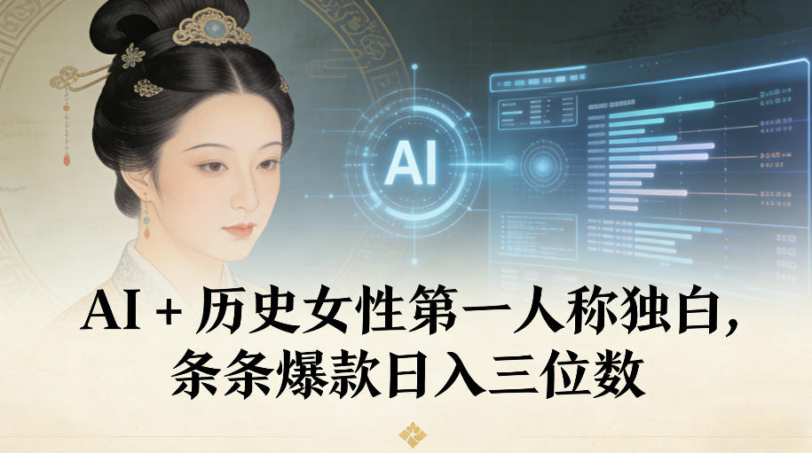 AI+历史女性第一人称独白，条条爆款日入三位数-情久项目网