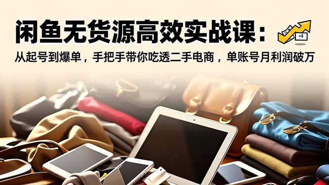 闲鱼无货源高效实战课：从起号到爆单，手把手带你吃透二手电商，单账号月利润破万-情久项目网