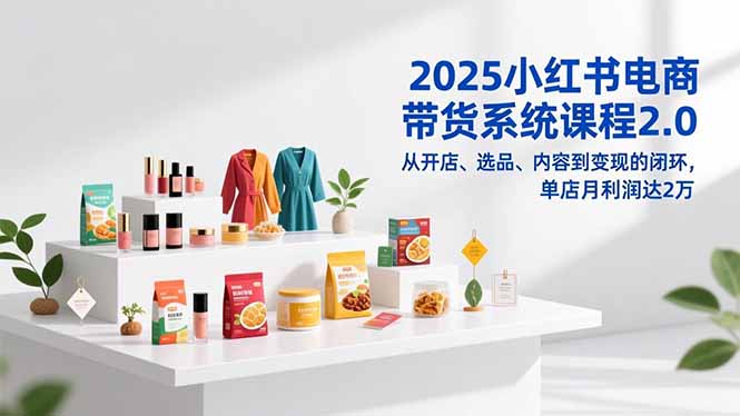 2025小红书电商带货系统课程2.0，从开店、选品、内容到变现的闭环，单店月利润达2万-情久项目网