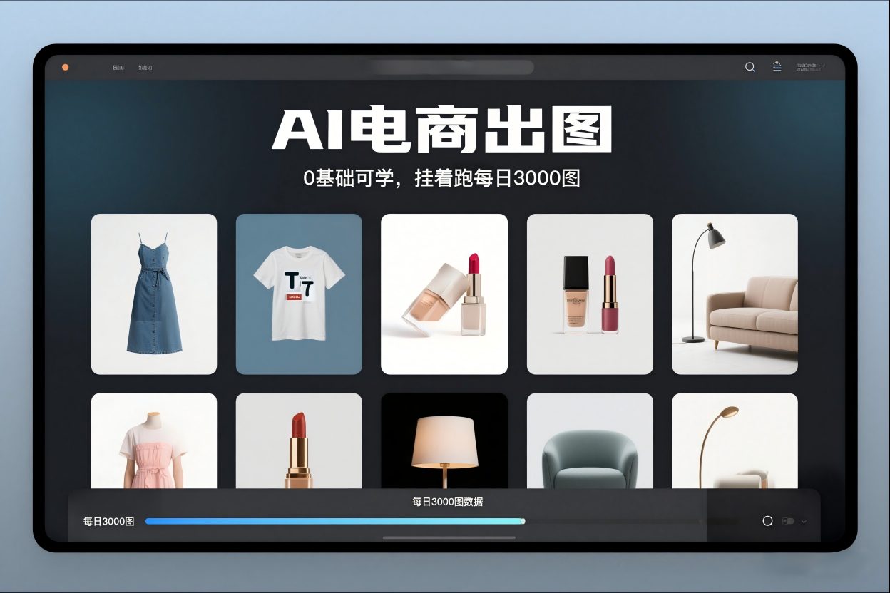 AI电商出图，0基础可学，挂着跑每日3000图-情久项目网