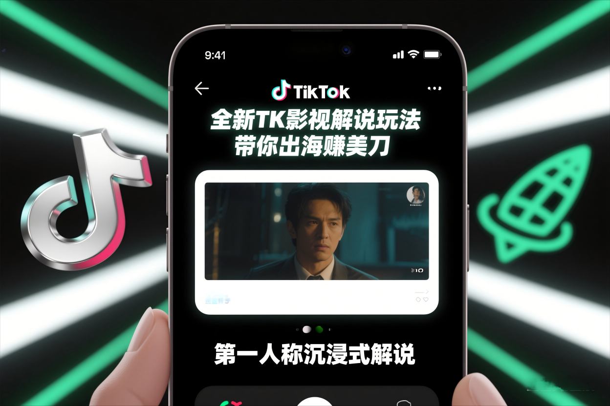 TikTok第一人称影视解说教学，全新TK影视解说玩法，带你出海賺美刀-情久项目网