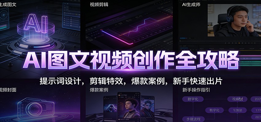 AI图文视频创作全攻略：提示词设计，剪辑特效，爆款案例，新手快速出片-情久项目网