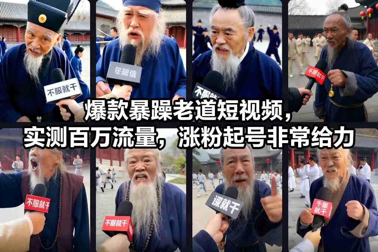 爆款暴躁老道短视频，实测百万流量，涨粉起号非常给力-情久项目网