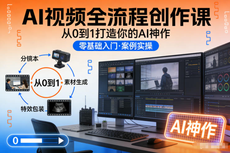 AI视频全流程创作课，从0到1打造你的AI神作-情久项目网