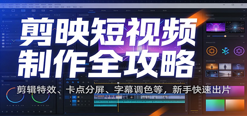 剪映短视频制作全攻略：剪辑特效、卡点分屏、字幕调色等，新手快速出片-情久项目网