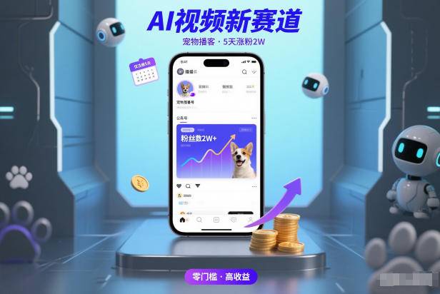 AI视频新赛道，宠物播客仅注册5天涨粉2W，收益非常可观-情久项目网