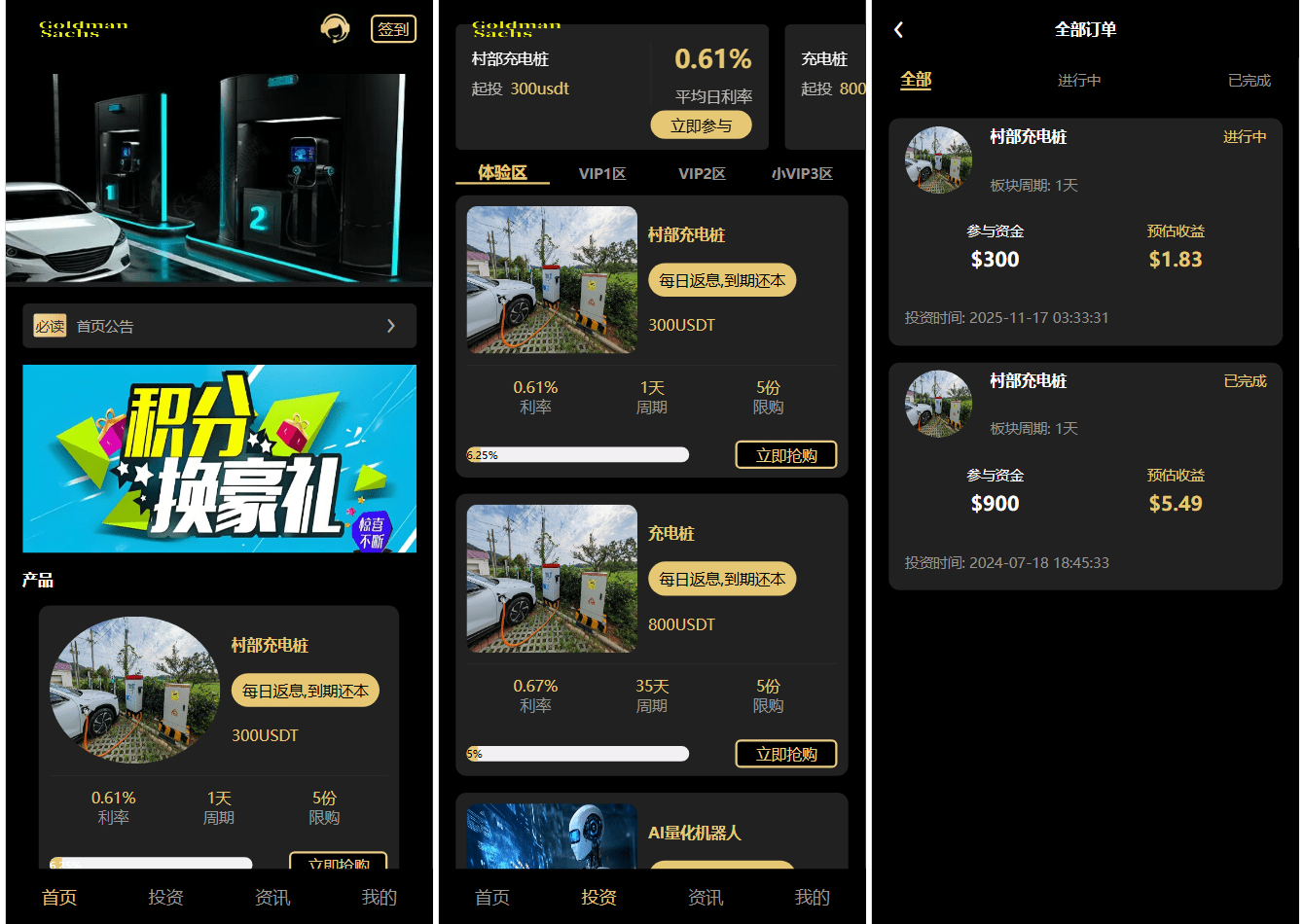 Fidelity充电桩投资理财系统源码-前端uniapp纯源码+后端PHP-情久项目网