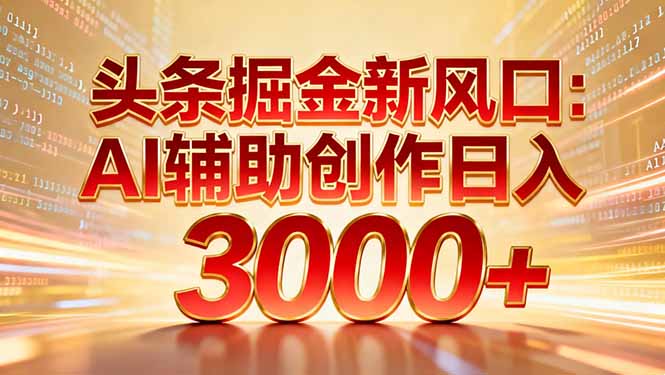 头条掘金新风口：AI辅助创作日入3000+，矩阵玩法当天启动隔天见效-情久项目网